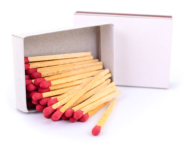istock Wooden matches in open matchbox isolated on white background 2241753589