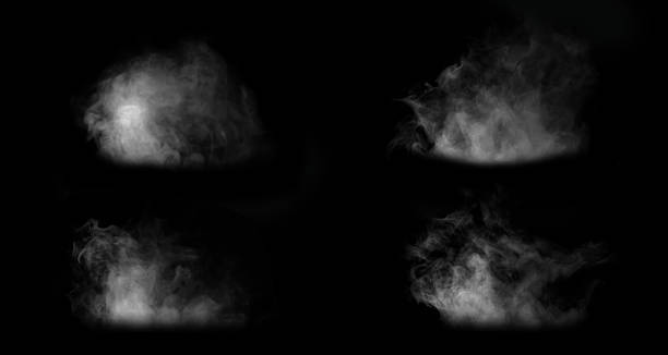 istock Realistic white smoke isolated on black background with soft texture and natural movement. Perfect for digital art, photo compositing, cinematic effects, and creative graphic design projects. 2241754462