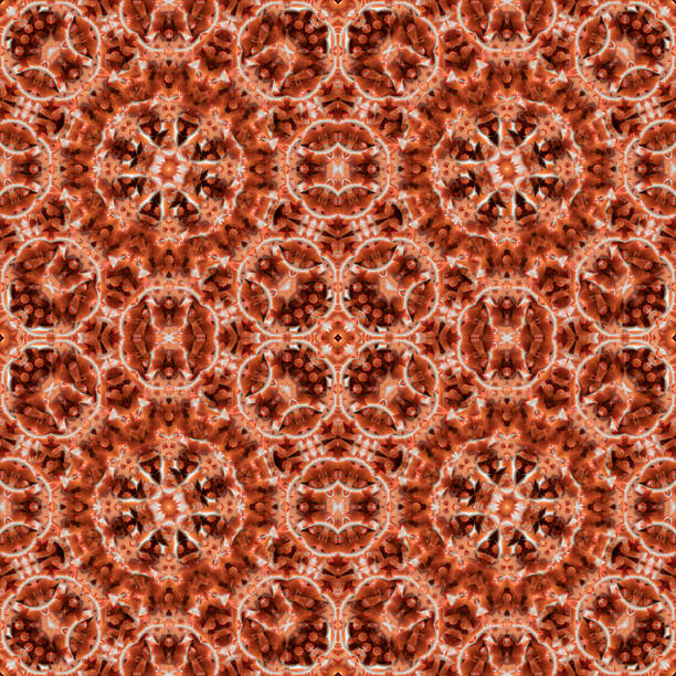 A seamless geometric kaleidoscopic pattern. Symmetry with a floral effect, perfect for textiles, bandanas, scarves, wallpaper, or wrapping paper.