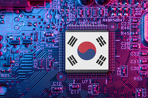 istock Korea on Computer Chip for Korean Chip War Concept. Country chipmakers, Microchip market share. 2241770041