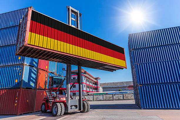 istock Products shipping cargo goods with Germany flag for import export business from Germany country 2241771020