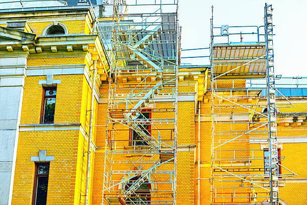 Germany, Berlin, Charlottenburg, August 13, 2024 - Low angle view of a spiral staircase