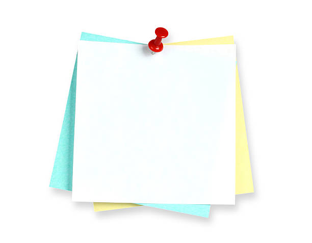 istock Blank sheets of paper for notes pinned by red pin, isolated on transparent background 2241774072