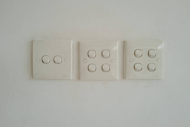 Row of white light switches