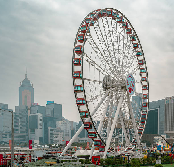 Hong Kong, China, 02 27 2025 : Hong Kong Central, the Ferris Wheel.