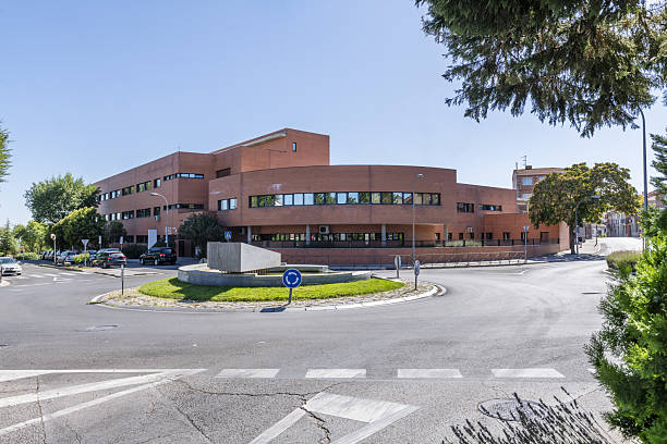 istock Government building facade in a square of a small town 2241783773