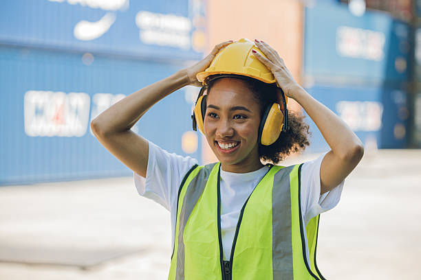 istock Women work container port, Customs at container yard manage,Cargo Import Export. Logistics industry. 2241791090