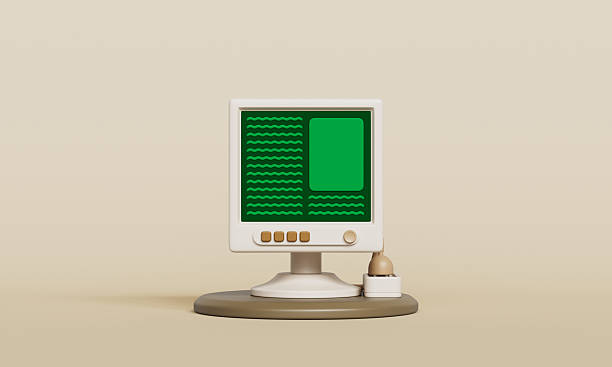 istock Retro Computer CRT Monitor with Green Screen. 3D Rendering. 2241791604