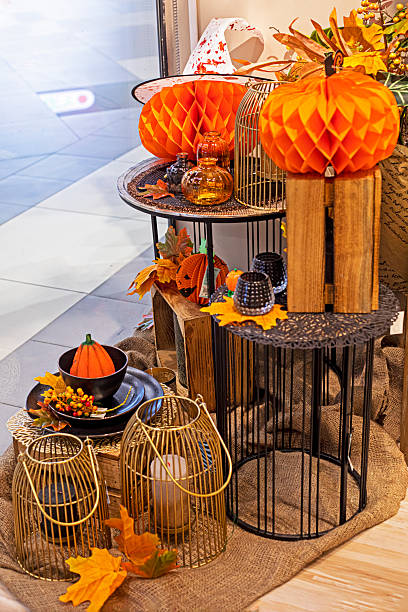 Halloween-themed interior in a supermarket