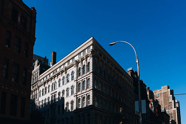 Brooklyn City Skyline at Historic District of New York City, landmark buildings at intersections of Brooklyn Heights area, USA