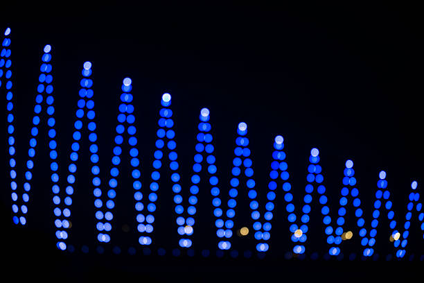 Night image of out-of-focus lights of a suspension bridge over the Bosphorus Strait
