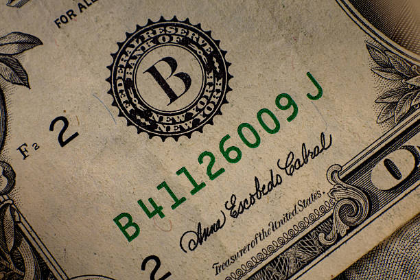 istock Two-dollar bill showing the serial number and detailed design elements, with features from the Bank of New York displayed prominently 2241816079
