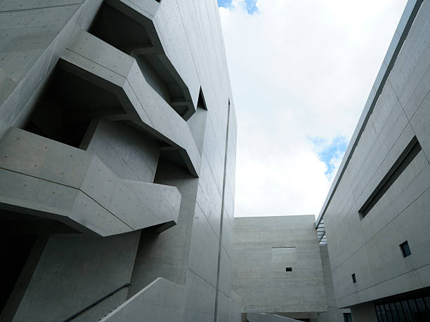 istock Modernist concrete architecture with geometric patterns and open spaces. 2241830692