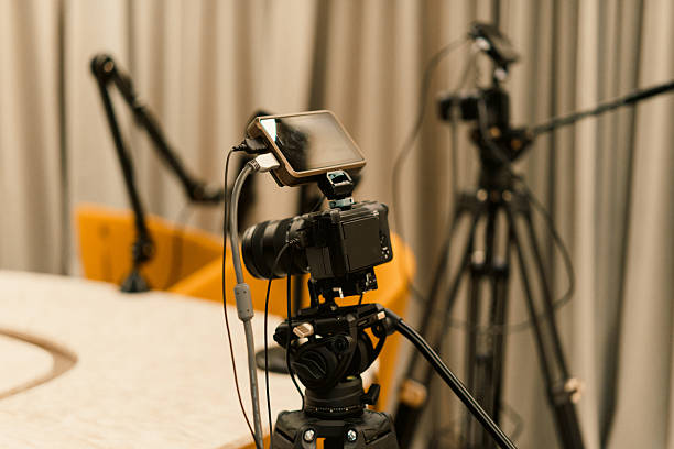 istock Studio Cameras Microphones Podcast Recording Equipment Setup 2241834264
