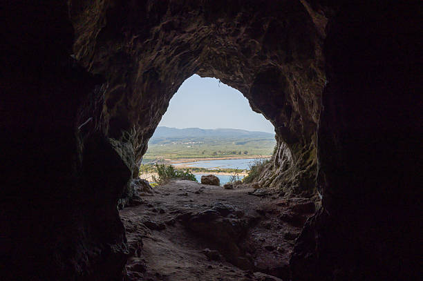 This landscape photo was taken in Europe, Greece, Peloponnese, Messinia, in summer. It shows Nestor s Cave in Navarino in Messinia (Peloponnese), under the Sun.