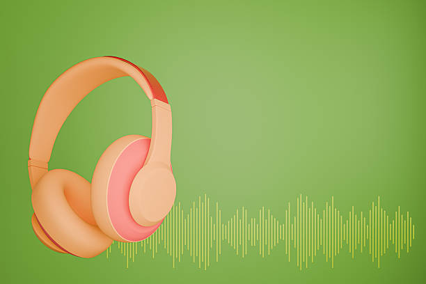 headphone on audio mixer in home studio