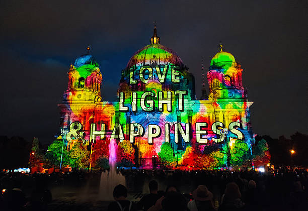 Berlin, Germany - October 15, 2025: Illumination show on the facade of Berlin Cathedral (Berliner Dom) during 2025 Festival of Lights in Berlin city, Germany