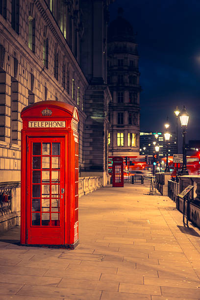 istock Traditional old style UK red phone box at night 2241880713