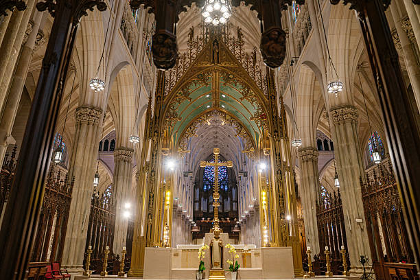 Golden Cross and Main Altar Inside St. Patrick's Cathedral