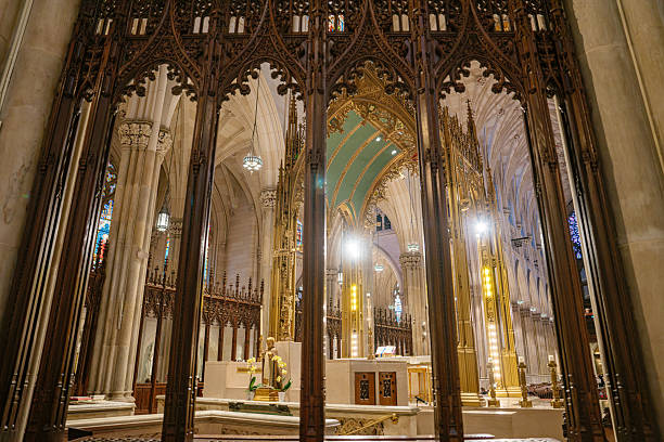 istock Golden Altar View Through Gothic Ironwork at St. Patrick's Cathedral 2241882413