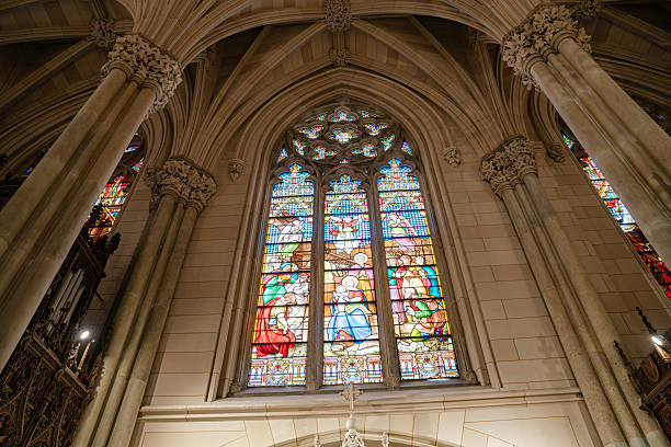 istock Gothic Church Window with Colorful Stained Glass 2241883523