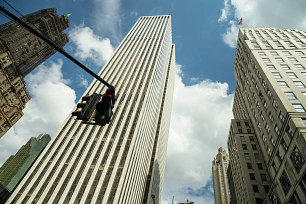 istock Skyscrapers and Traffic Light on a Clear Day in Manhattan 2241887546