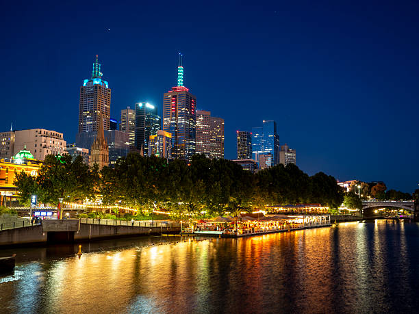 Yarra River and Downtown Melbourne during sunset, Australia