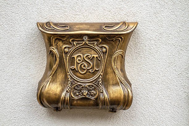 istock Ornate Golden Art Nouveau Mailbox with PST Monogram 2241893837