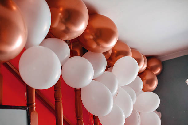 istock Colorful balloons decorating the couple’s home for a wedding celebration, festive interior design with party decorations, joyful atmosphere for special day 2241895946
