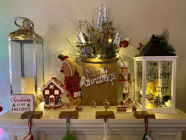 Festive Fireplace Decor With Gingerbread and Lanterns