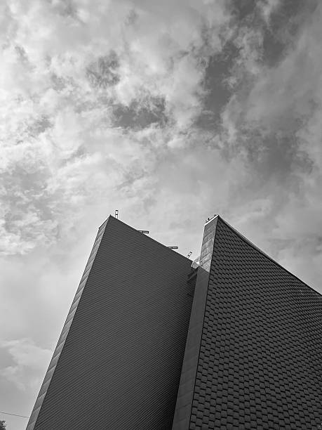 istock Abstract Black and White Architecture with Dual Textures and Minimal Sky 2241914063
