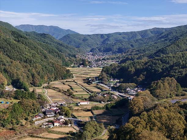 istock A mountain range with a small town in the valley 2241924572