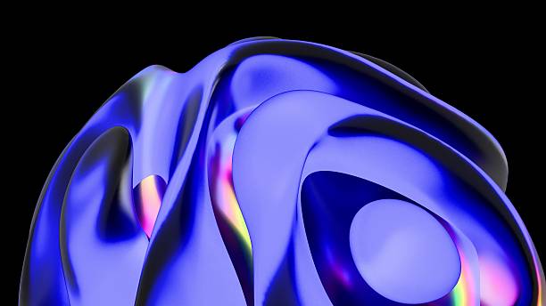 istock Abstract blue metallic sculpture 3d, art, modern abstract 2241940835