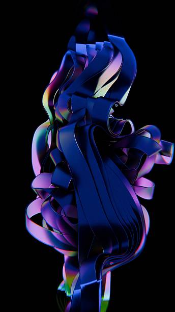 istock Abstract colorful ribbons on black background artistic, design, vibrant 2241940861