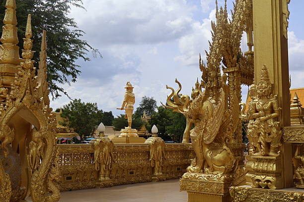 istock Golden architecture in serene landscape, intricate details on structures, a tranquil scene highlighting craftsmanship and culture. 2241948197