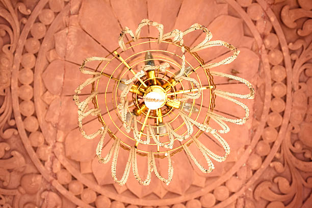 Elegant Traditional Chandelier with Ornate Ceiling Design