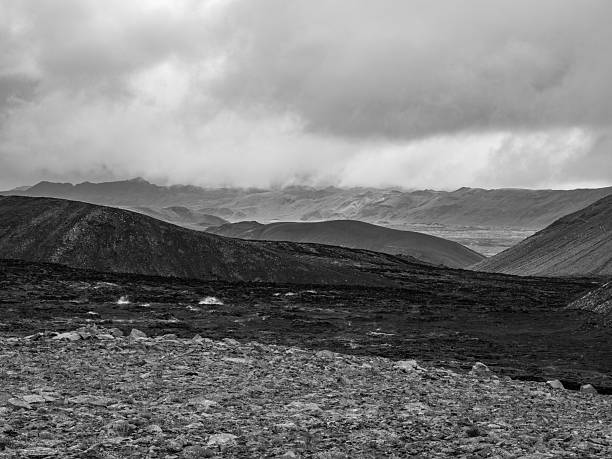 lava fields and volcanism on Reykjanes Peninsula in Iceland