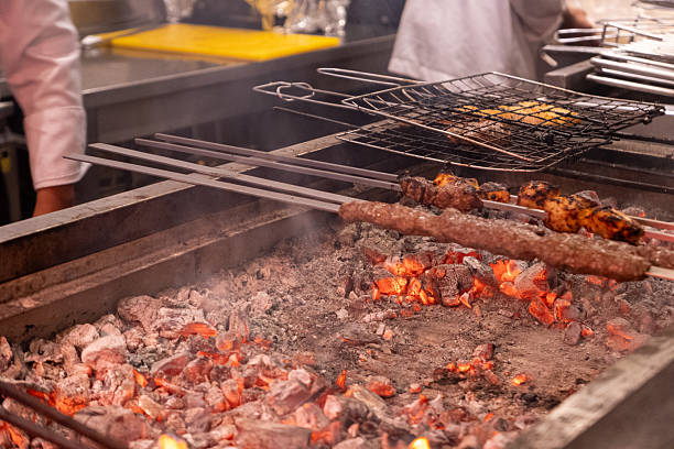 istock Grilled Chicken Skewers Cooking Over Hot Charcoal Fire 2241955580