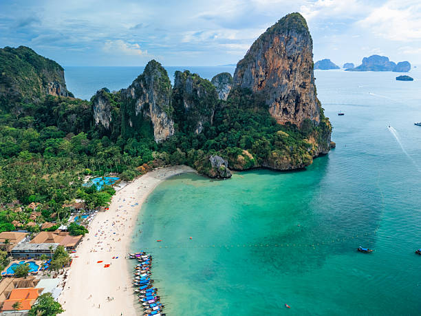istock Tropical Beach With Boats And Limestone Cliffs In Railay, Thailand 2241967163