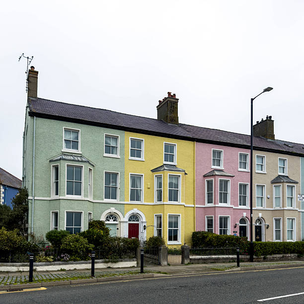 View of colourful houses at Beaumaris on Anglesey, UK. There are no people in the photograph