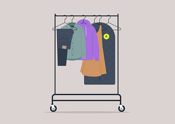 A colorful display features clothes depicting various styles and fabrics, elegantly arranged on a clothing rack, inviting imaginative outfit combinations for any occasion