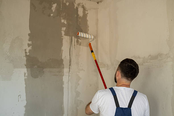istock A bearded man in a work uniform is priming the walls after applying gypsum plaster. 2241979467