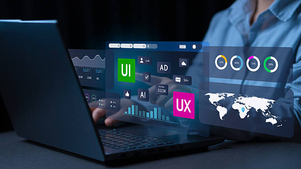istock Entrepreneurs analyze data and UI and UX in the digital world, develop future-ready application interface layouts, online marketing and digital development. 2241980765