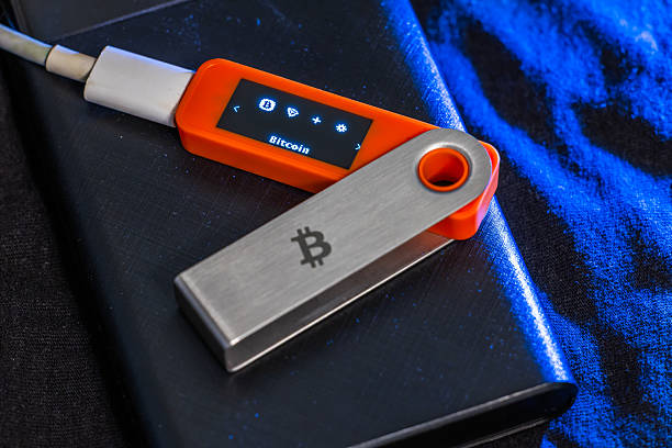 istock Cryptocurrency hardware wallet with Bitcoin symbol indoors 2241989116