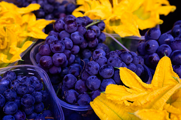 Uva Fragola Strawberry Grape in Little Cups at the Market in Italy