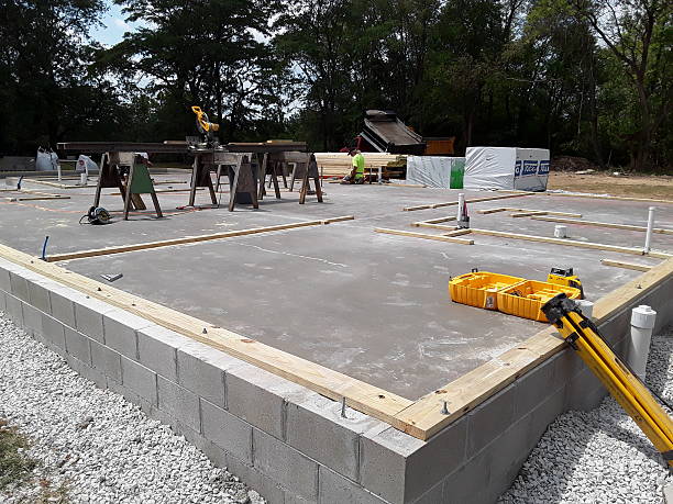 istock Home building foundation and installation, waterproofing 2242001212