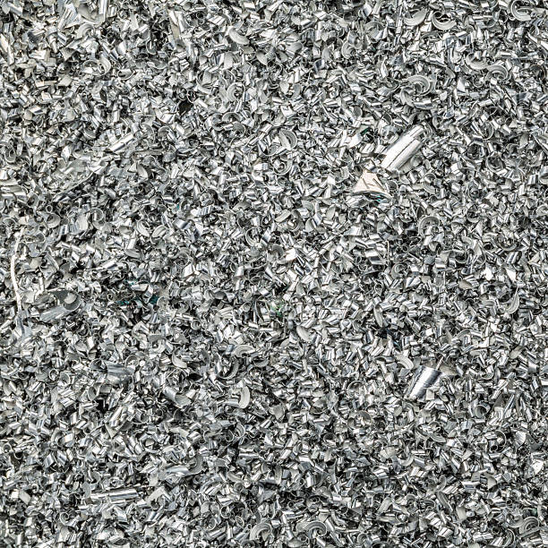 Close-up of aluminum shavings