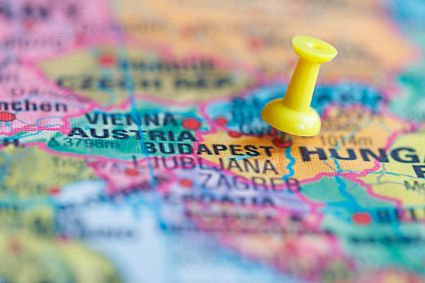 Blue Switzerland 3d map with pointer pin surrounded with other countries in white. Europe political map with borders. 3d render illustration.