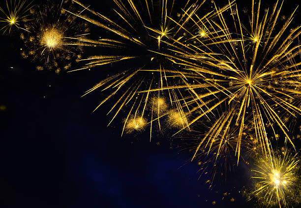 istock Fireworks of various colors and shapes burst in night sky 2242006848