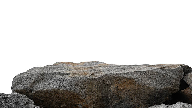 istock Rock Podium isolated, Stone stand Display product on white background, Cliff rock mountain, Clipping path 2242008488